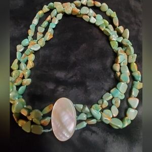 Turquoise chunk necklace center piece with magnetic closure